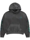 Ceec Distressed-effect Embroidered Hoodie In Grey