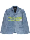 Ceec Laser-cut Denim Blazer In Blue