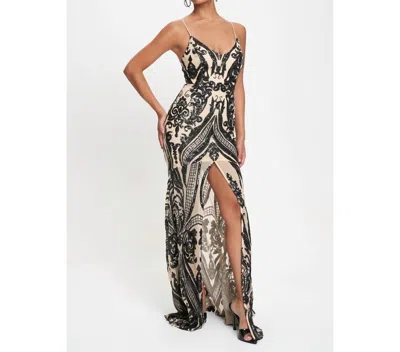 Cefian Ana Sequins Pattern Maxi Dress In Black