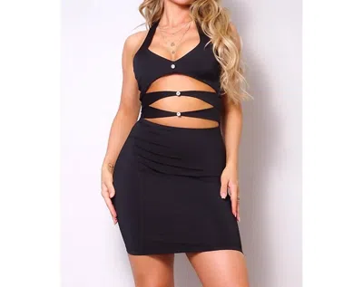 Cefian Barbie Cut Out Mini Dress In Black