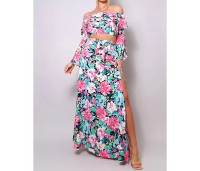 Cefian Beachy Nights Summer Maxi Skirt In Black In Multi