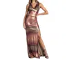 Cefian Glimmering Sunset Cowl Maxi Dress In Multi In Multi