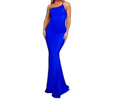 Cefian Selena One Shoulder Trophy Dress In Cobalt Blue