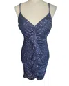 Cefian Sequin Mini Dress In Navy In Blue