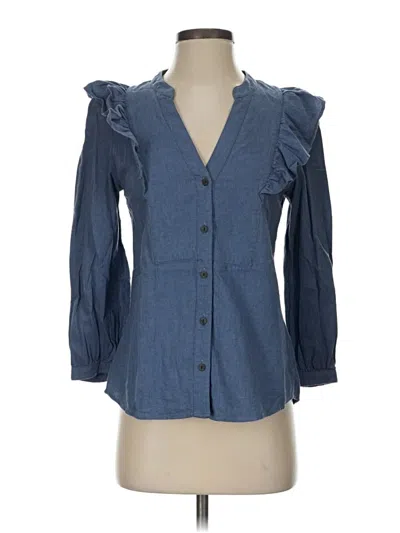 Pre-owned Cefinn 3/4 Sleeve Blouse In Blue