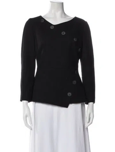 Pre-owned Cefinn Asymmetrical Long Sleeve Blouse In Black