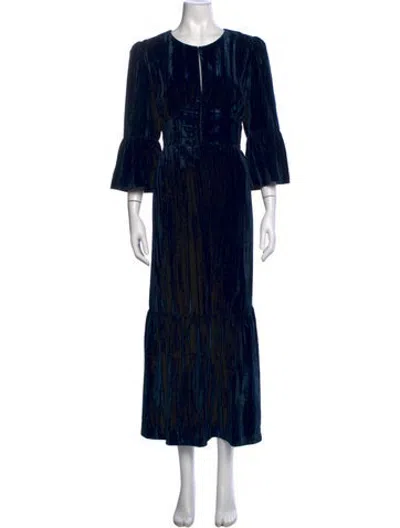 Pre-owned Cefinn Crew Neck Long Dress In Blue