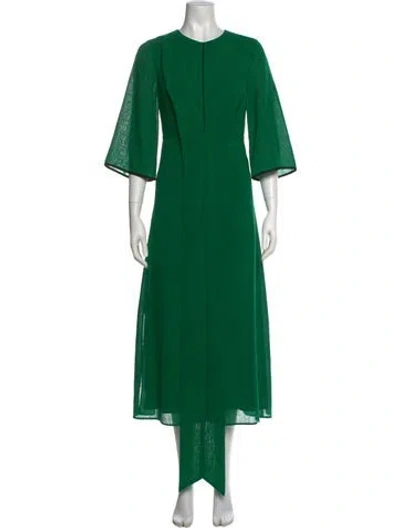 Pre-owned Cefinn Crew Neck Long Dress In Green
