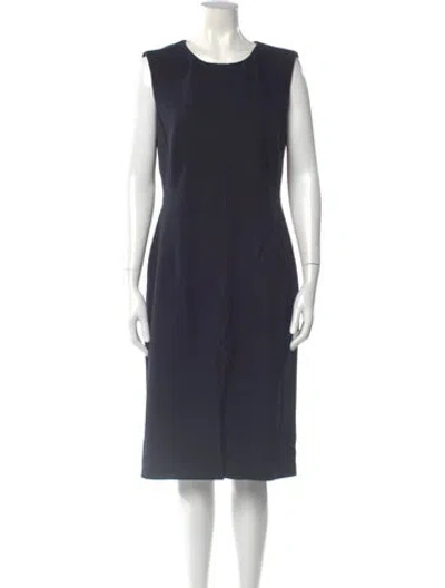 Pre-owned Cefinn Crew Neck Midi Length Dress In Blue