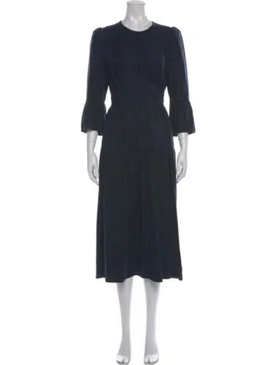 Pre-owned Cefinn Crew Neck Midi Length Dress In Blue
