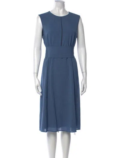 Pre-owned Cefinn Crew Neck Midi Length Dress In Blue