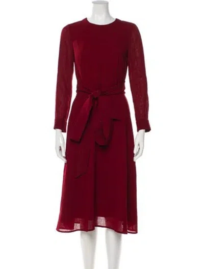 Pre-owned Cefinn Crew Neck Midi Length Dress In Burgundy