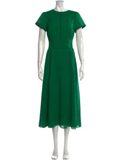 Pre-owned Cefinn Crew Neck Midi Length Dress In Green