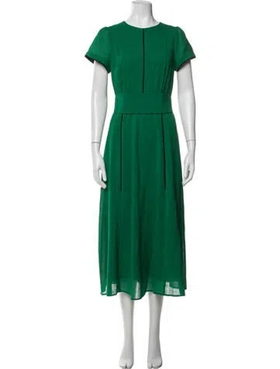 Pre-owned Cefinn Crew Neck Midi Length Dress In Green