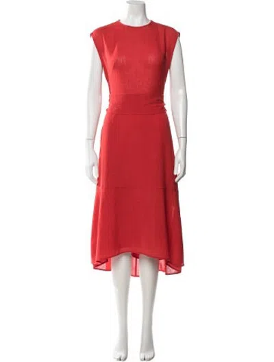 Pre-owned Cefinn Crew Neck Midi Length Dress In Red