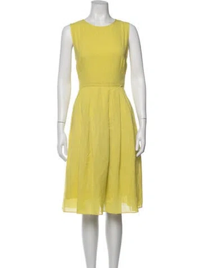 Pre-owned Cefinn Crew Neck Midi Length Dress In Yellow