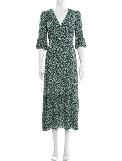 Pre-owned Cefinn Floral Print Long Dress In Blue