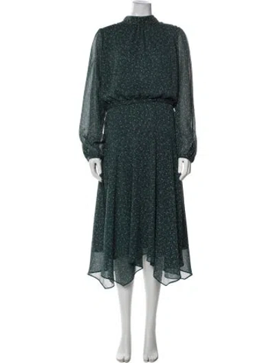 Pre-owned Cefinn Floral Print Long Dress In Green