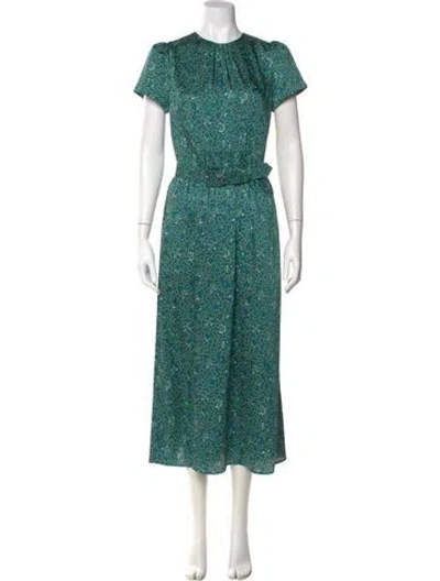 Pre-owned Cefinn Floral Print Long Dress In Green