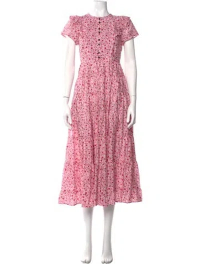 Pre-owned Cefinn Floral Print Long Dress In Pink