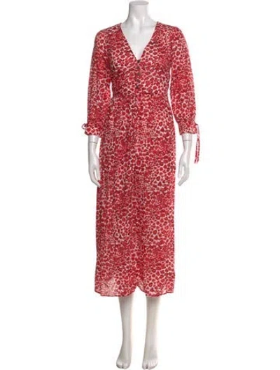 Pre-owned Cefinn Floral Print Long Dress In Red