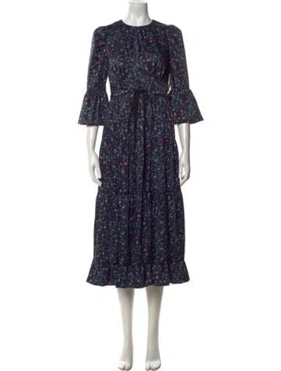 Pre-owned Cefinn Floral Print Long Dress W/ Tags In Blue