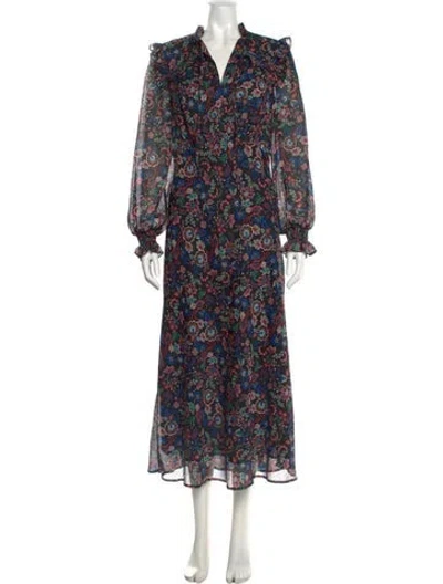Pre-owned Cefinn Floral Print Long Dress W/ Tags In Multi
