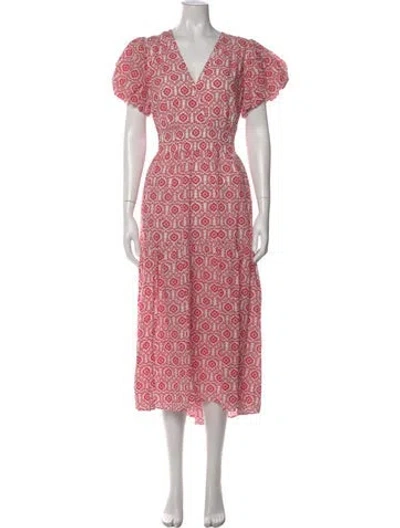 Pre-owned Cefinn Floral Print Long Dress W/ Tags In Pink