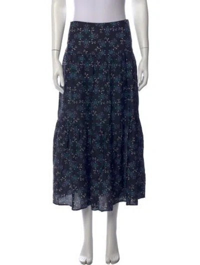 Pre-owned Cefinn Floral Print Long Skirt In Blue
