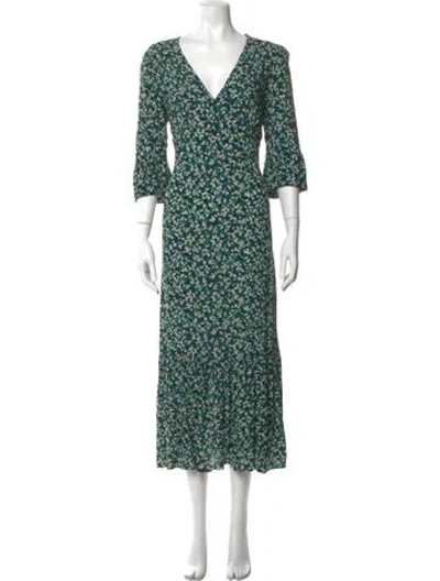 Pre-owned Cefinn Floral Print Midi Length Dress In Blue