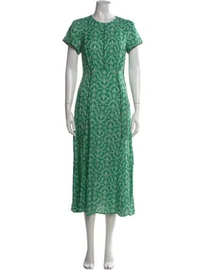 Pre-owned Cefinn Floral Print Midi Length Dress In Green