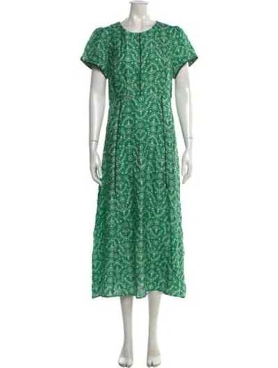 Pre-owned Cefinn Floral Print Midi Length Dress In Green