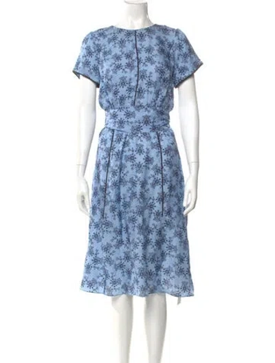 Pre-owned Cefinn Floral Print Midi Length Dress W/ Tags In Blue