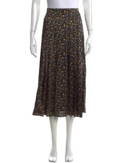 Pre-owned Cefinn Floral Print Midi Length Skirt In Black