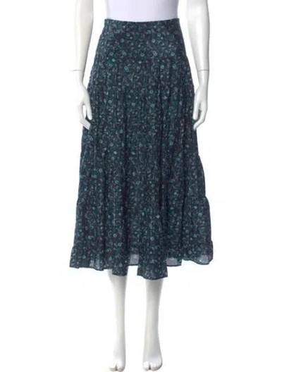 Pre-owned Cefinn Floral Print Midi Length Skirt In Blue