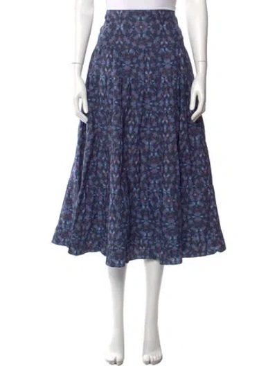 Pre-owned Cefinn Floral Print Midi Length Skirt In Blue