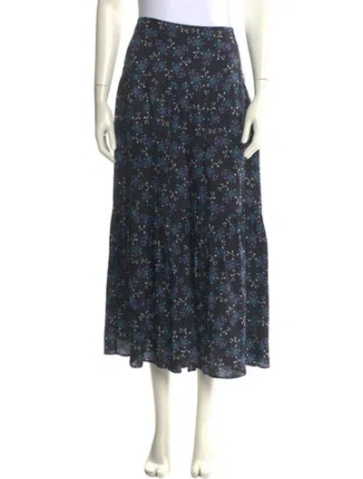 Pre-owned Cefinn Floral Print Midi Length Skirt In Blue