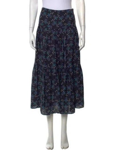 Pre-owned Cefinn Floral Print Midi Length Skirt In Blue