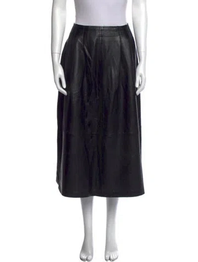Pre-owned Cefinn Leather Midi Length Skirt In Black