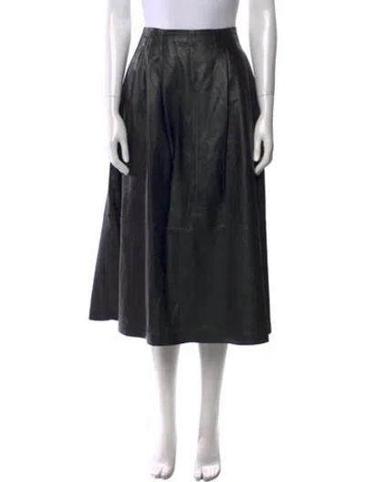 Pre-owned Cefinn Leather Midi Length Skirt In Black