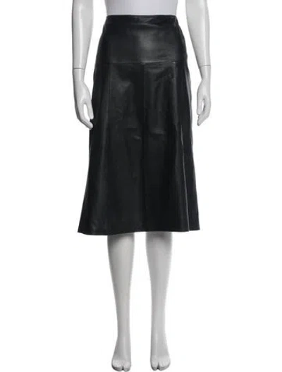 Pre-owned Cefinn Leather Midi Length Skirt In Blue