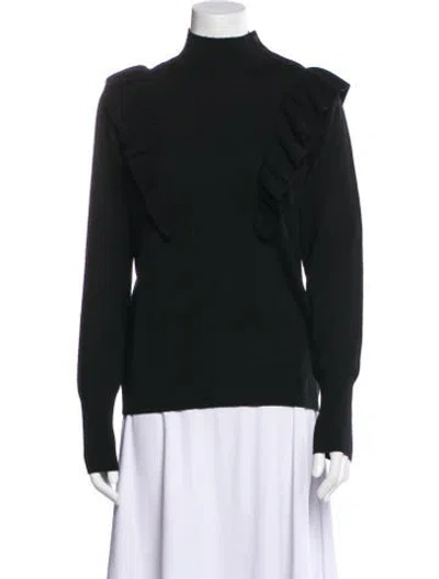 Pre-owned Cefinn Merino Wool Mock Neck Sweater In Black