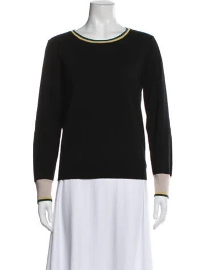 Pre-owned Cefinn Merino Wool Scoop Neck Sweater In Black