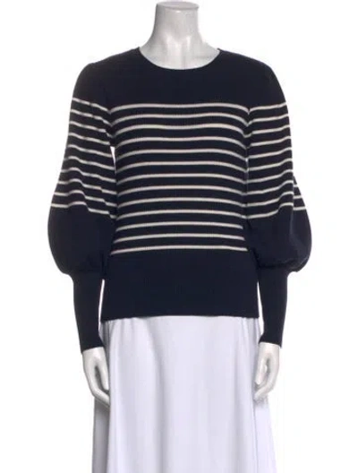 Pre-owned Cefinn Merino Wool Striped Sweater In Blue