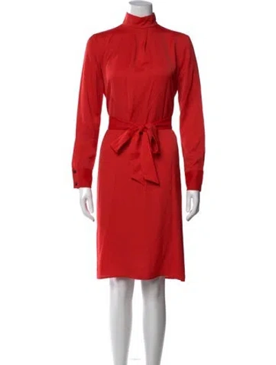 Pre-owned Cefinn Mock Neck Knee-length Dress In Red