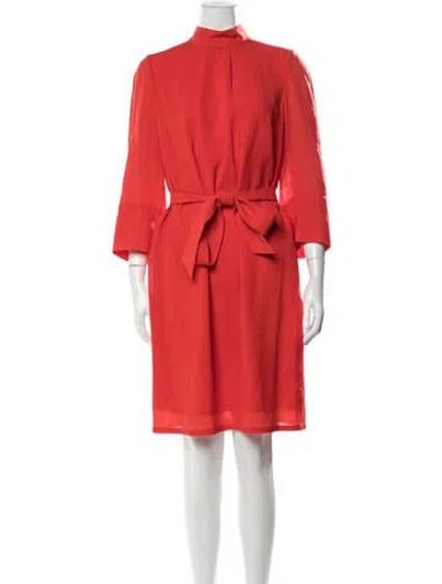 Pre-owned Cefinn Mock Neck Knee-length Dress In Red