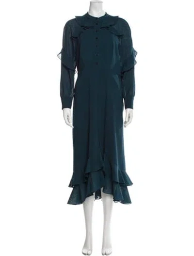 Pre-owned Cefinn Mock Neck Long Dress In Blue