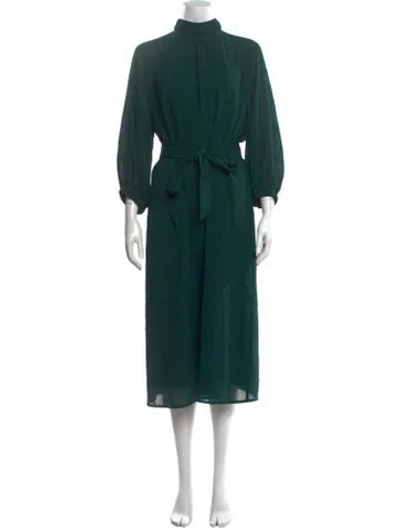 Pre-owned Cefinn Mock Neck Midi Length Dress In Green