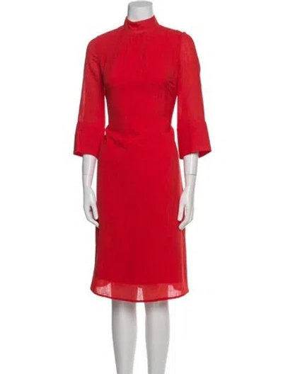 Pre-owned Cefinn Mock Neck Midi Length Dress In Orange