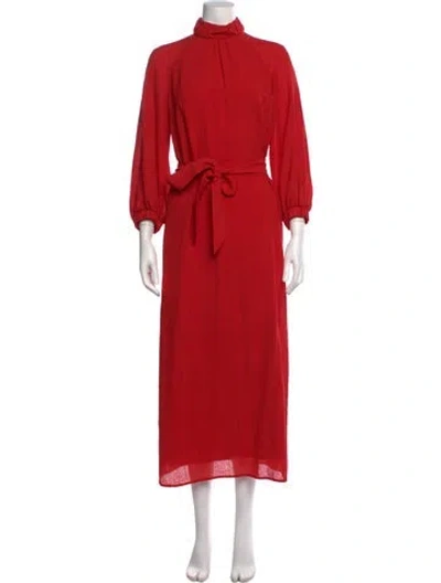 Pre-owned Cefinn Mock Neck Midi Length Dress In Red
